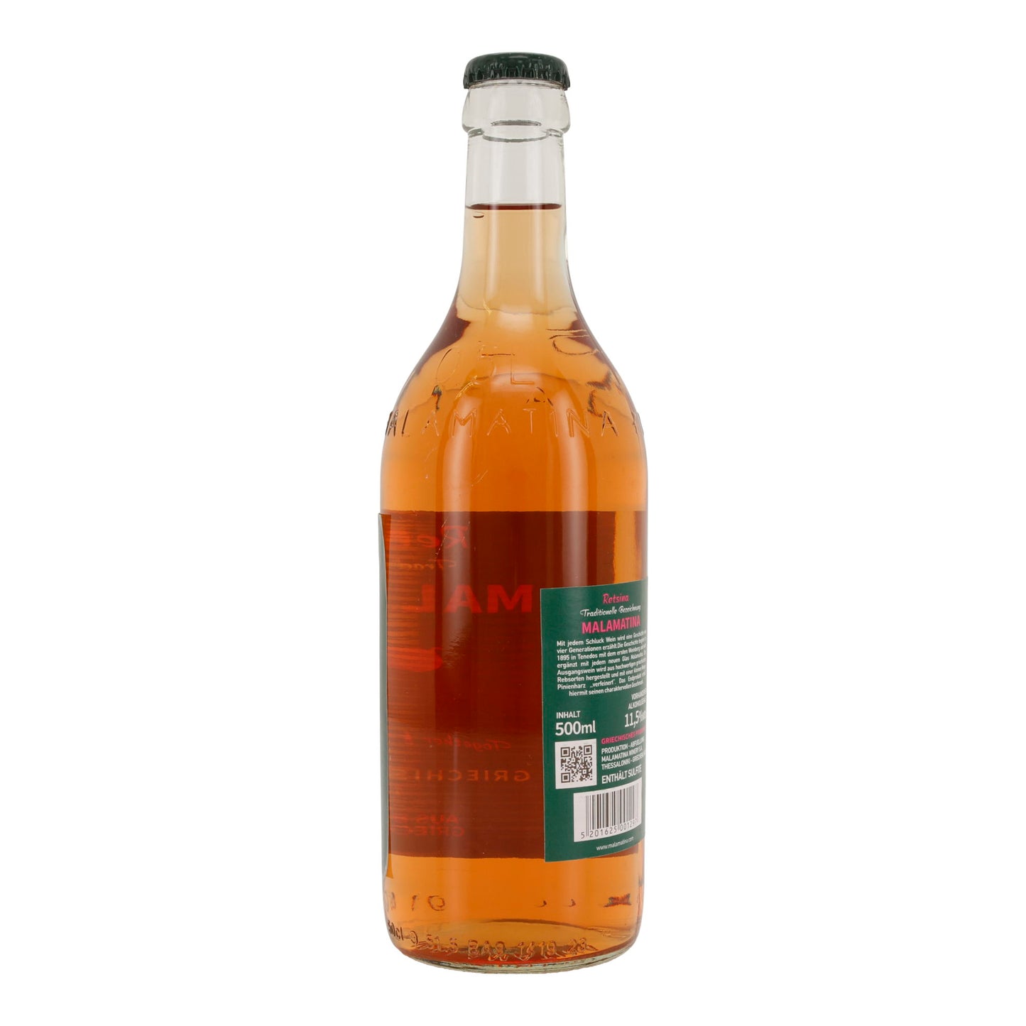 Malamatina Retsina Rosé | Griechischer trockener Roséwein | 11,5 % vol | 500 ml