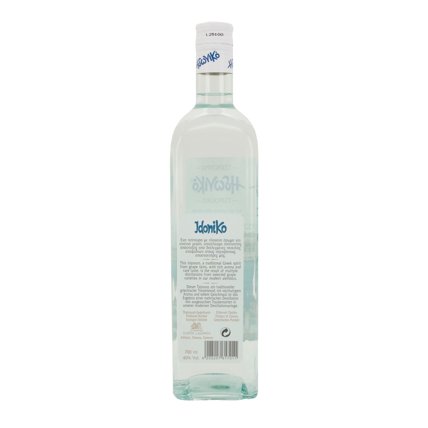 Tsipouro Idoniko | Griechischer Tresterbrand | ohne Anis | 40 % vol. | 700 ml