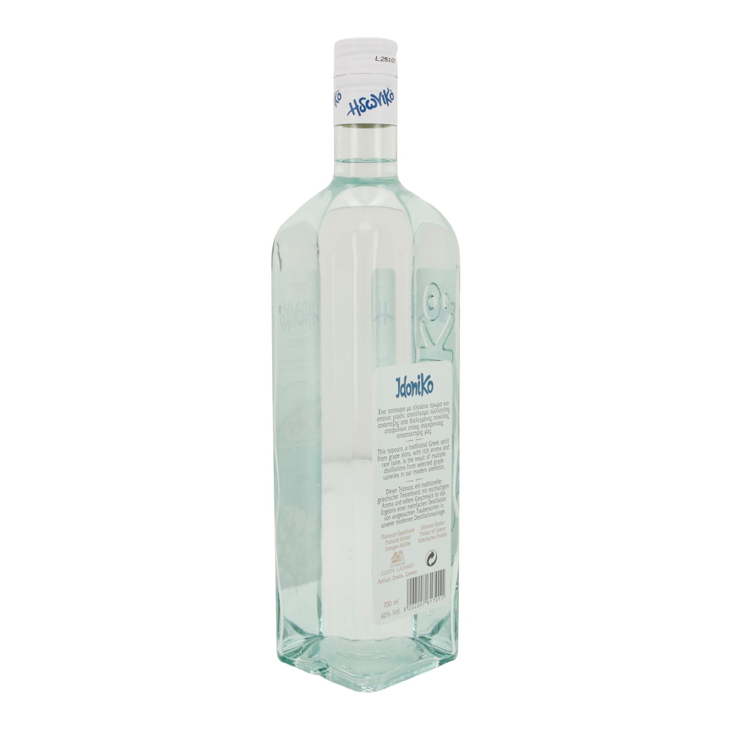 Tsipouro Idoniko | Griechischer Tresterbrand | ohne Anis | 40 % vol. | 700 ml
