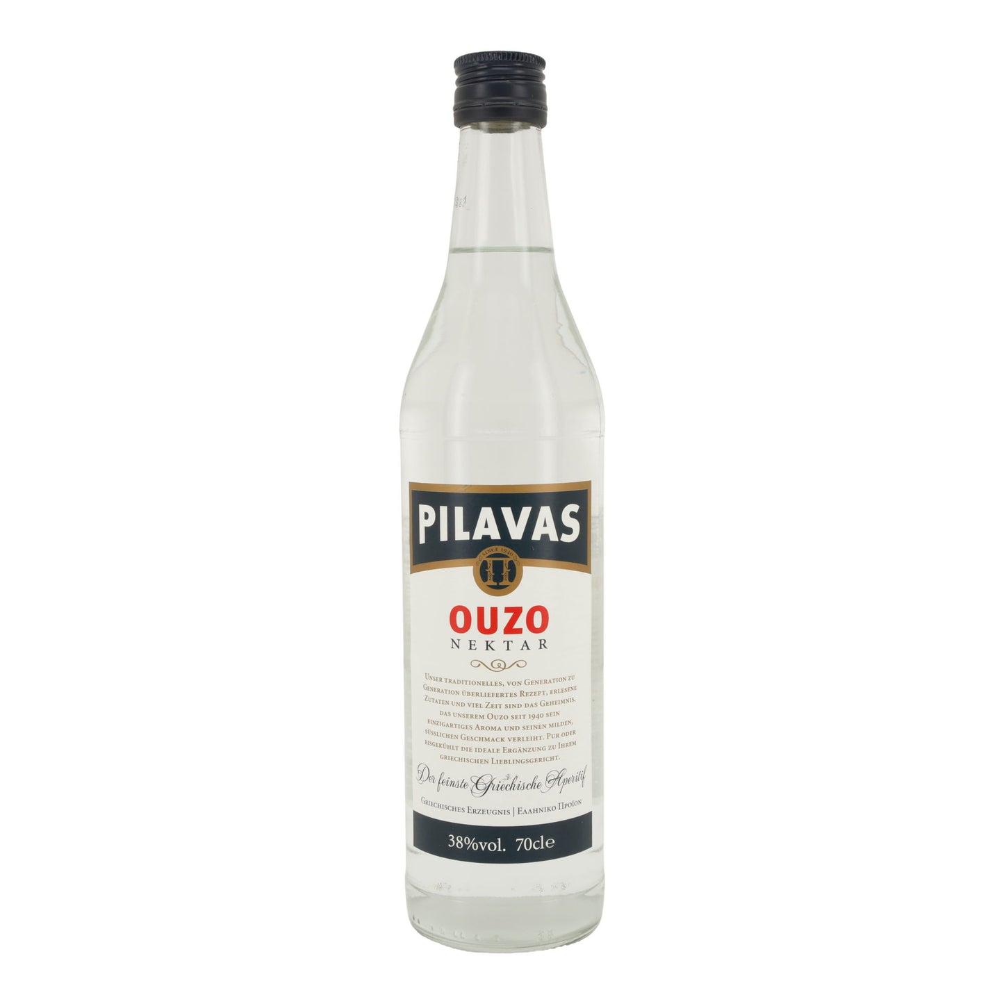 Ouzo Pilavas Nektar | Griechischer Anislikör | 38 % vol. | 700 ml