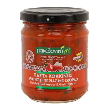 Rote Paprikapaste Makedoniki Gi | Mit Knoblauch | Vegan | 200 g Tsarouchas