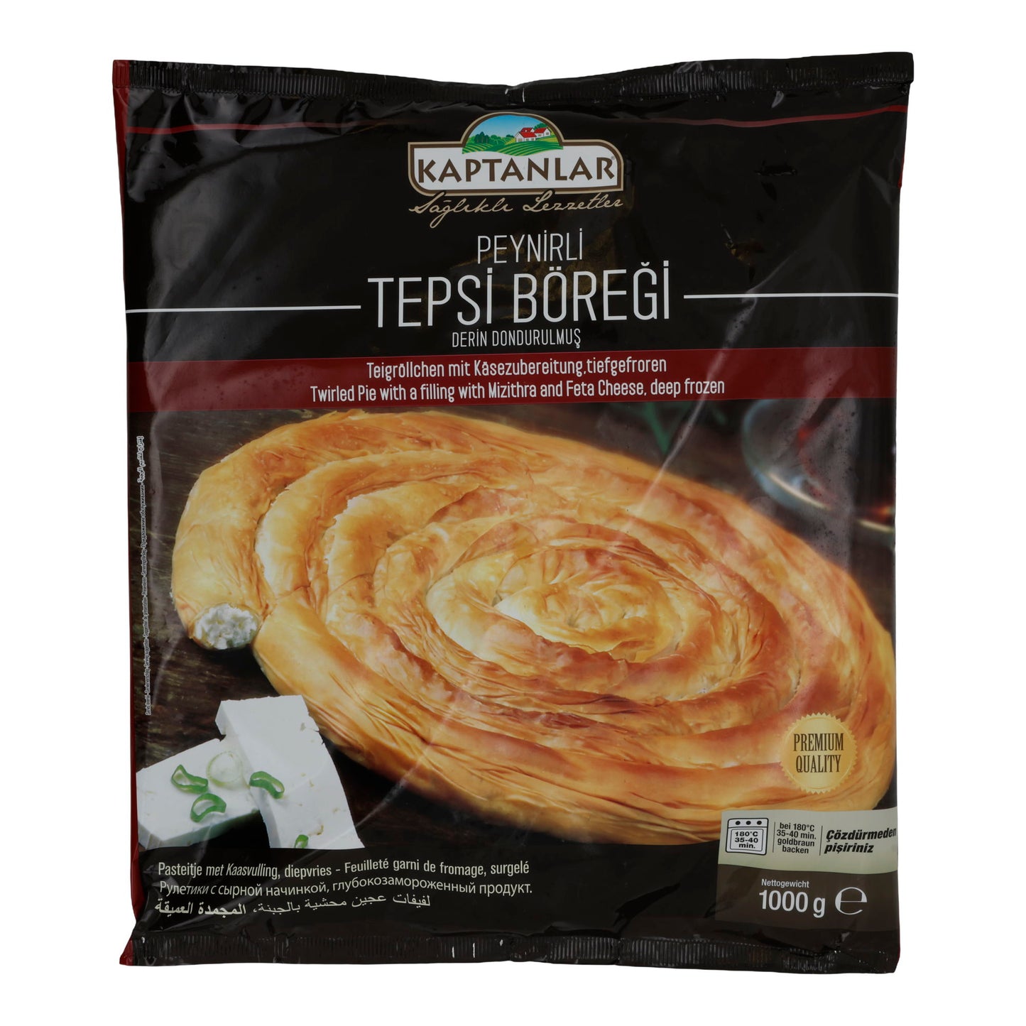 Tepsi Böreği Kaptanlar | Börekrolle | Mit Mizithra- und Feta-Käsefüllung, tiefgefroren | 1000 g