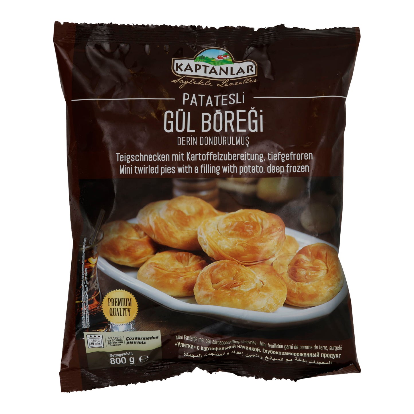 Börek Kaptanlar | Gül Böreği mit Kartoffelfüllung | Teigschnecken, tiefgefroren | 800 g