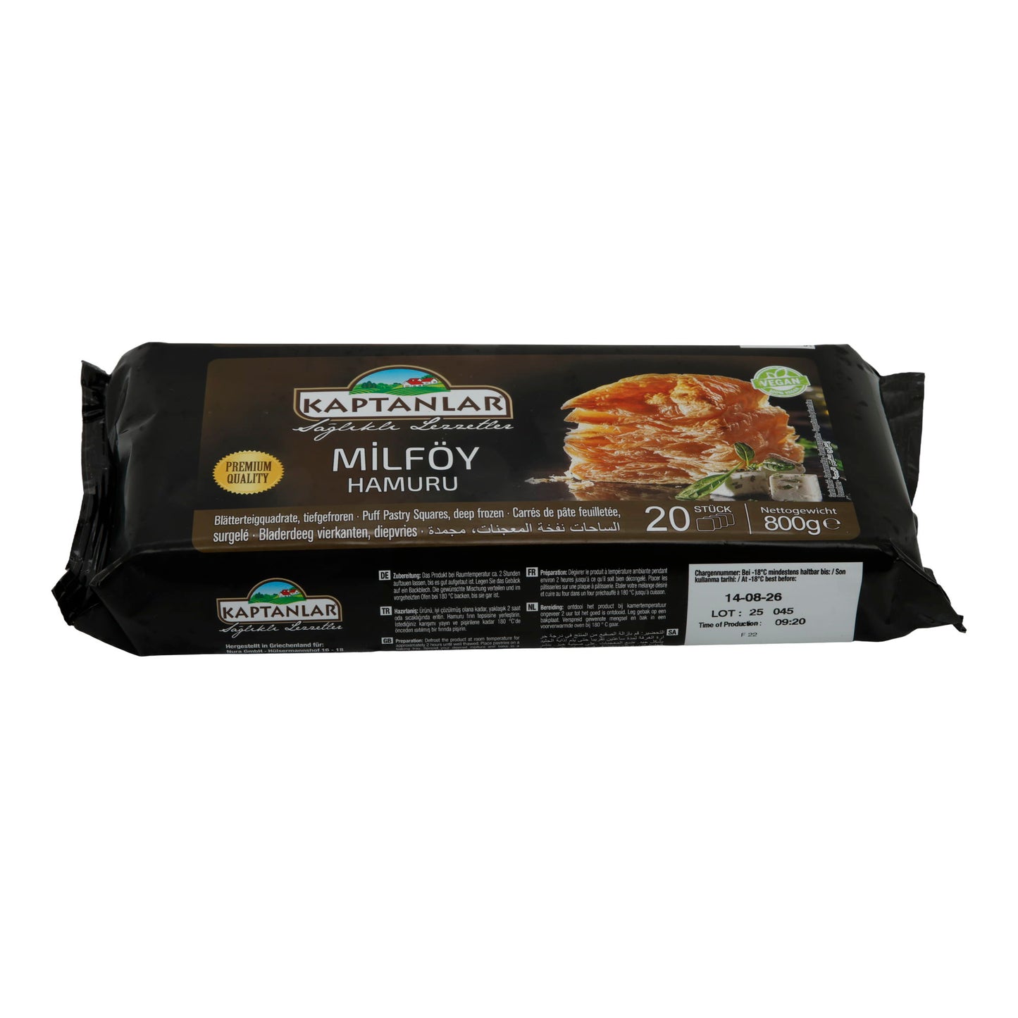 Blätterteig Kaptanlar | Milföy Hamuru | Tiefgefroren, 20 Stück | 800 g