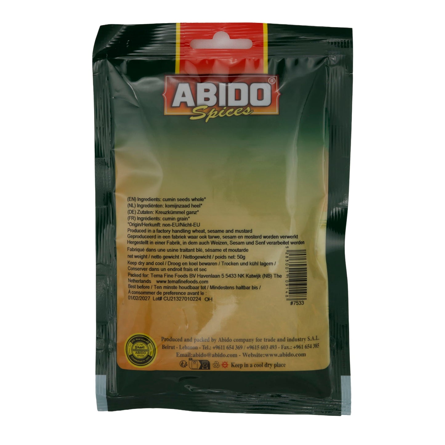 Abido Whole Cumin – 50 g Aromatic Spice for Oriental Dishes