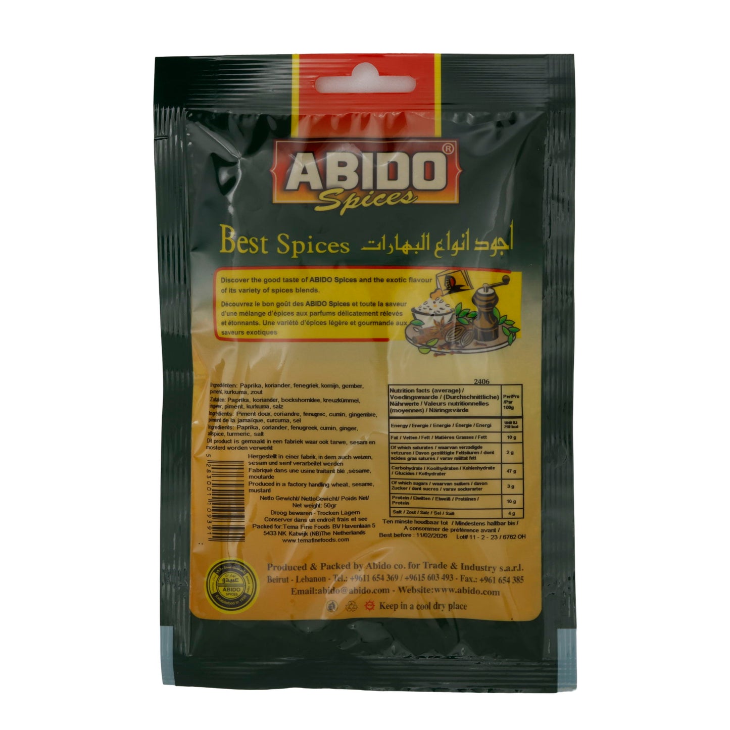 Kruidenmix Abido | Kruiden | Ras Al Hanout (Rood) | 50 g