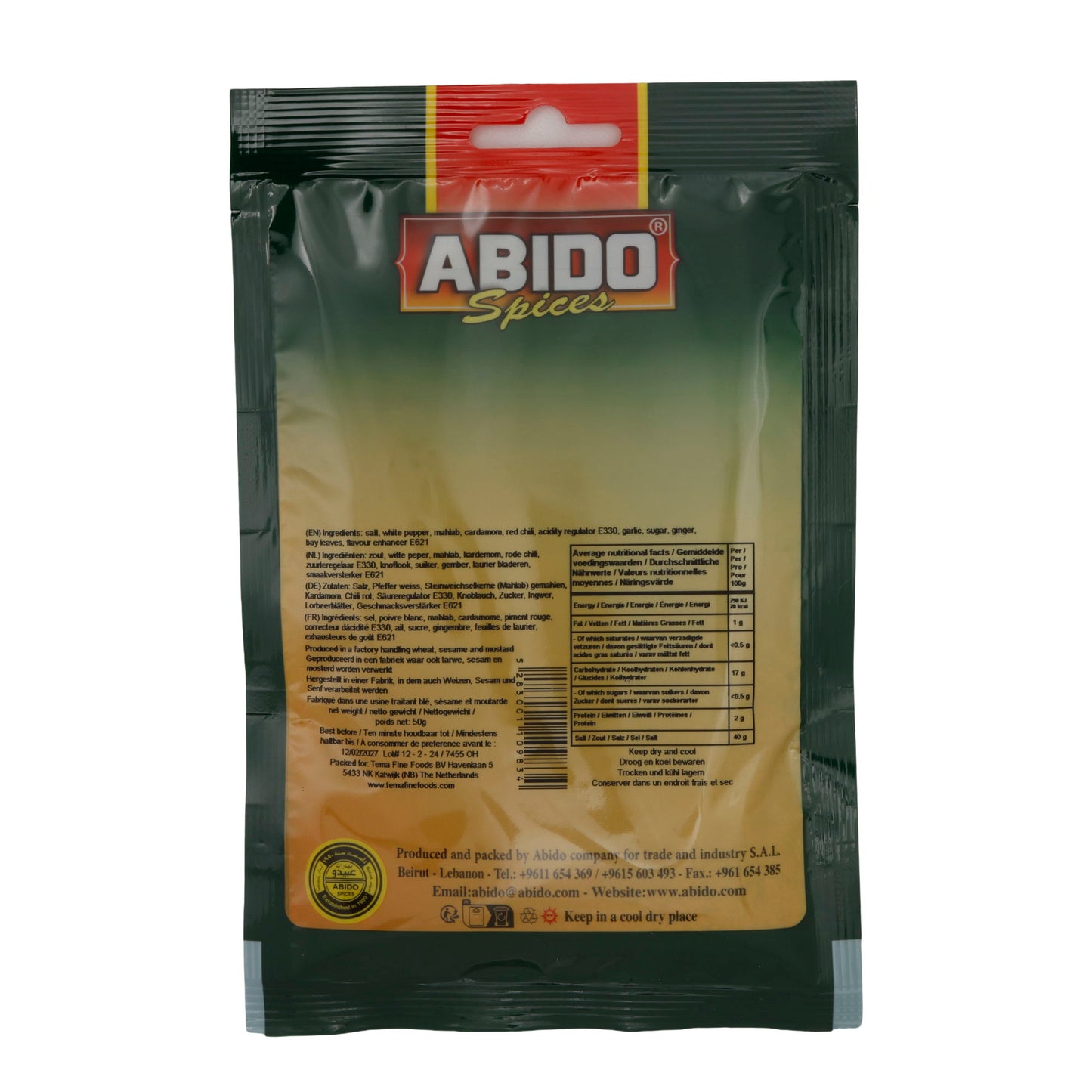 Kruidenmix Abido | Kip Shawarma Kruiden | Voor Kipshawarma | 50 g