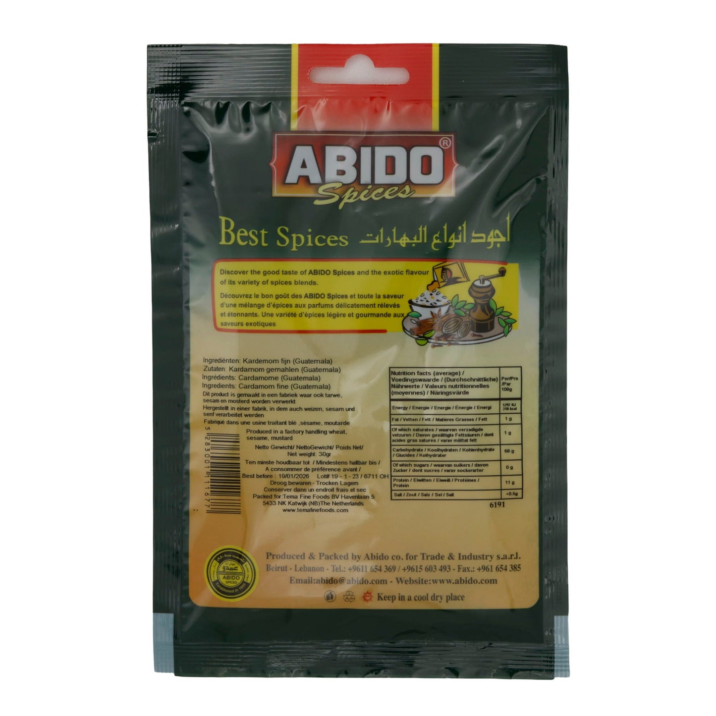 Gewürz Abido | Kardamom gemahlen | Intensiv duftend, orientalisch | 30g ABIDO