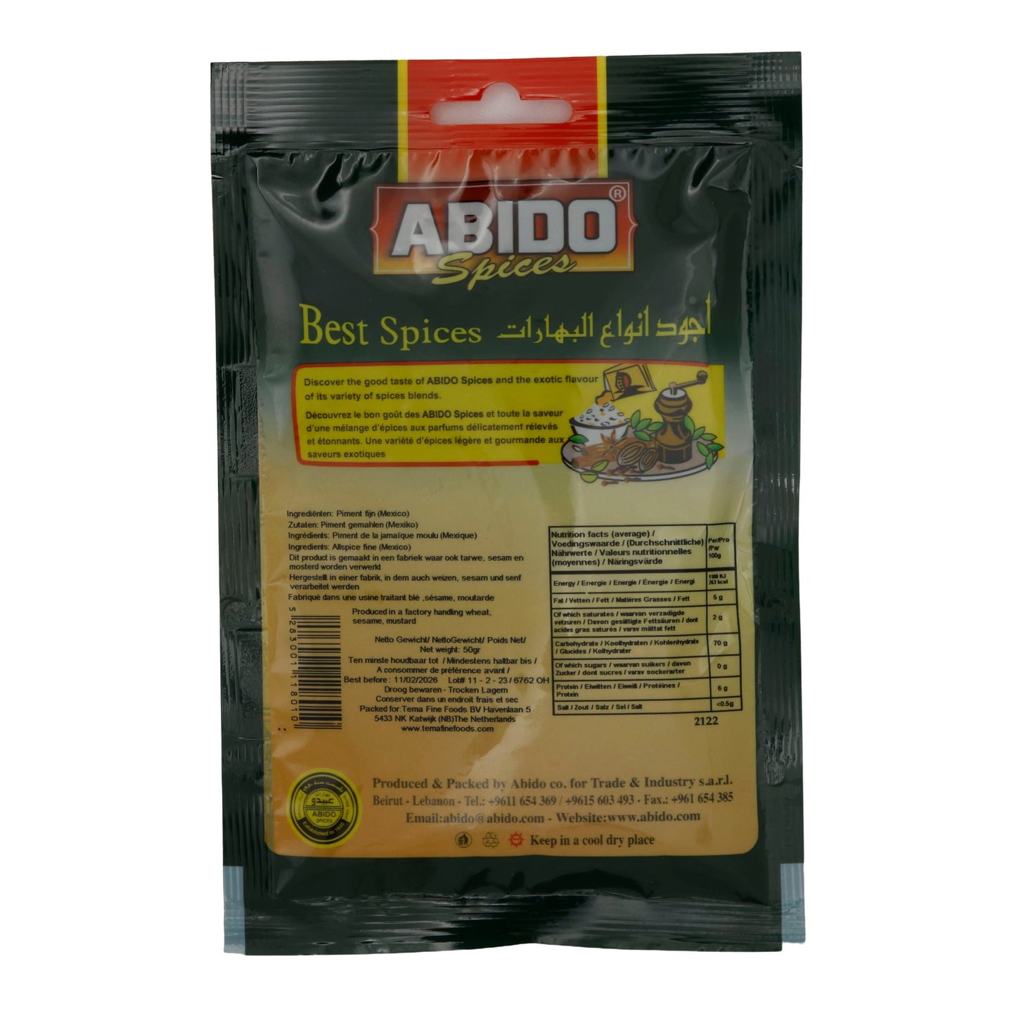 Gewürz Abido | Piment gemahlen | Intensives Aroma, orientalisch | 50 g