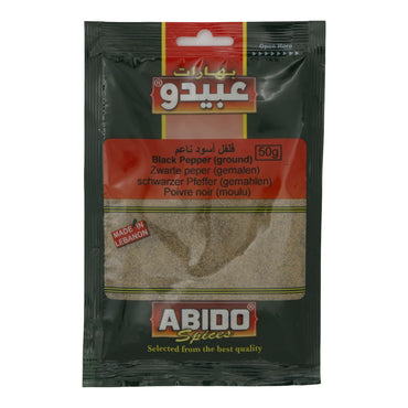 Pfeffer Abido | schwarz, gemahlen | intensiver Geschmack aus dem Libanon | 50 g ABIDO
