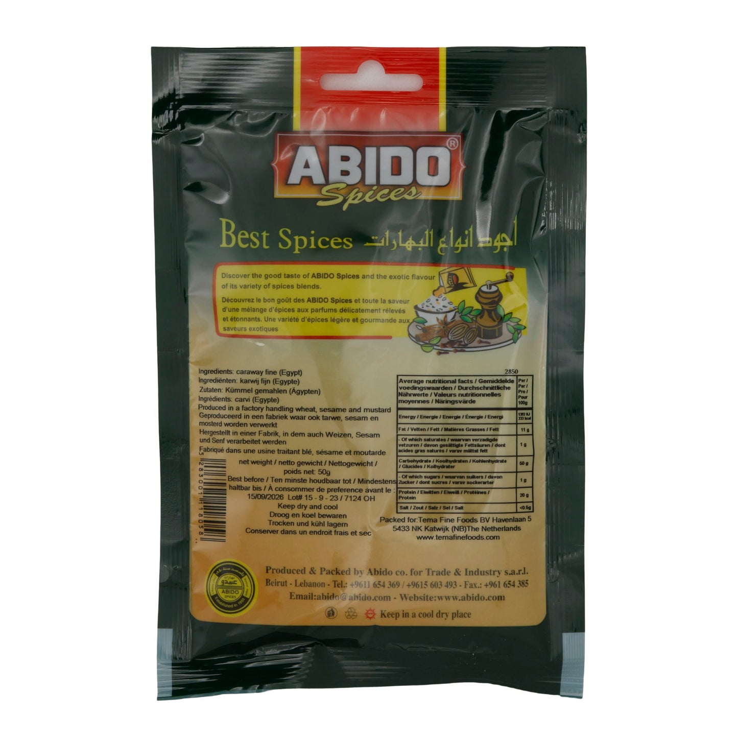 Gewürz Abido | Kümmel gemahlen | Aromatisch, für herzhafte Gerichte | 50 g ABIDO