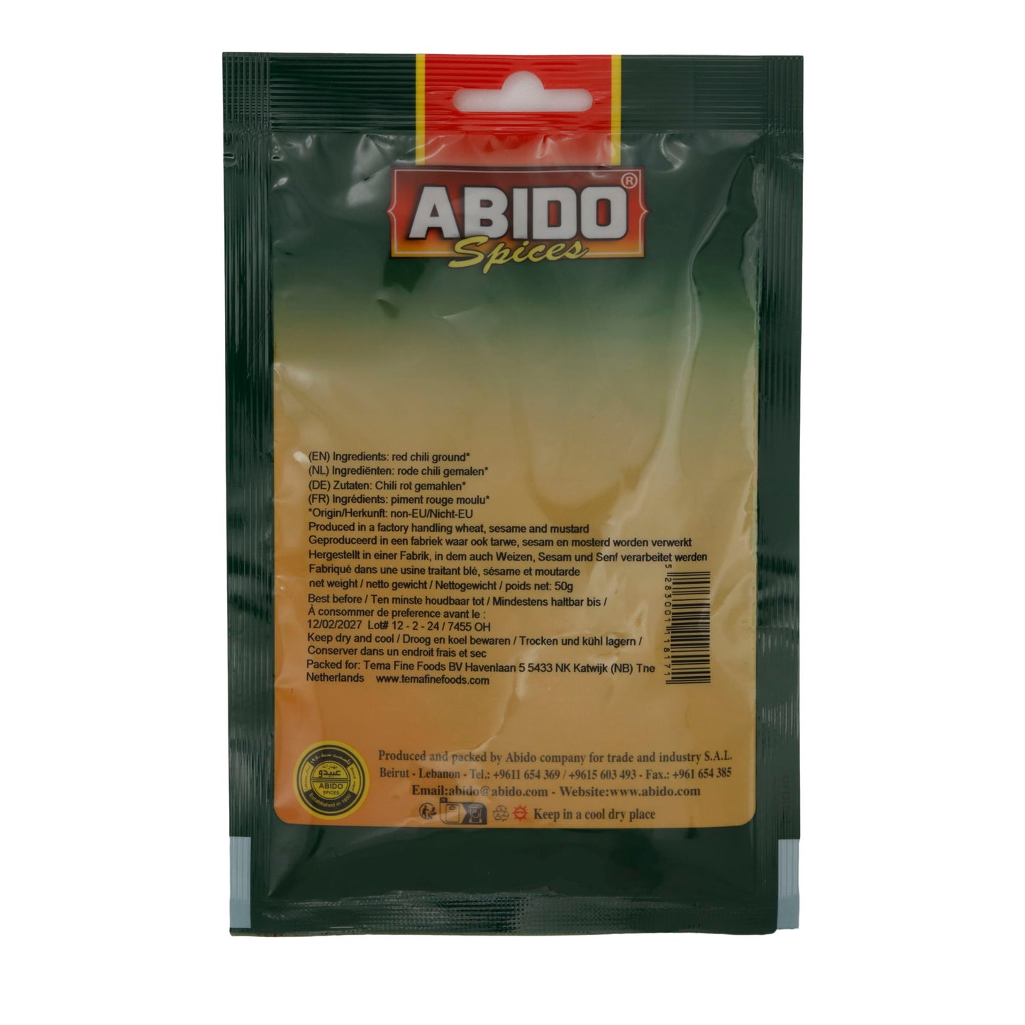 Chilipulver Abido | Rood | Fijn gemalen, pittig | 50 g