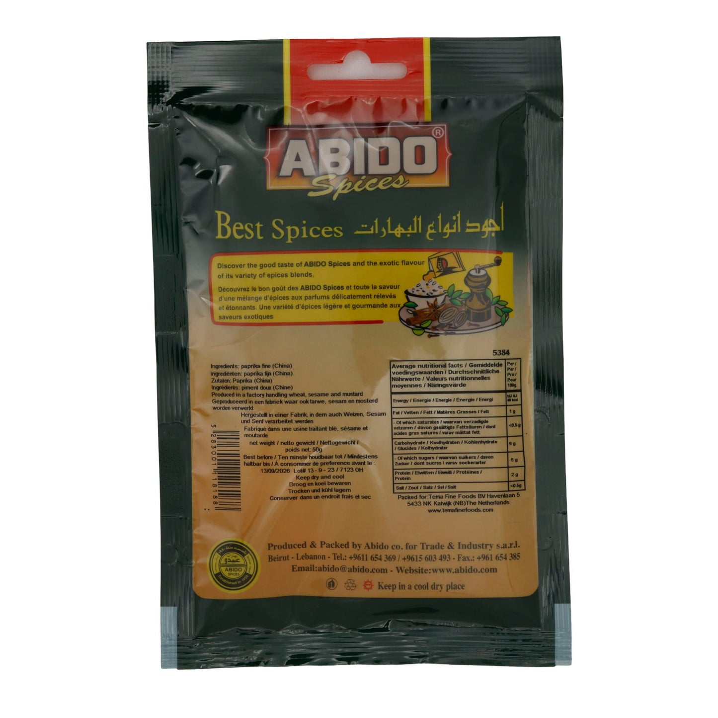 Paprikapulver Abido | fein gemahlen | Gewürz | 50 g ABIDO