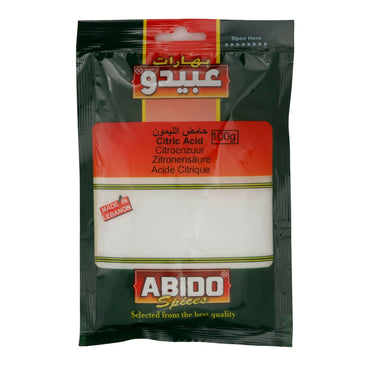 Zitronensäure Abido | Gewürz | Vielseitig, Küche, Getränke, Reinigung | 100 g ABIDO