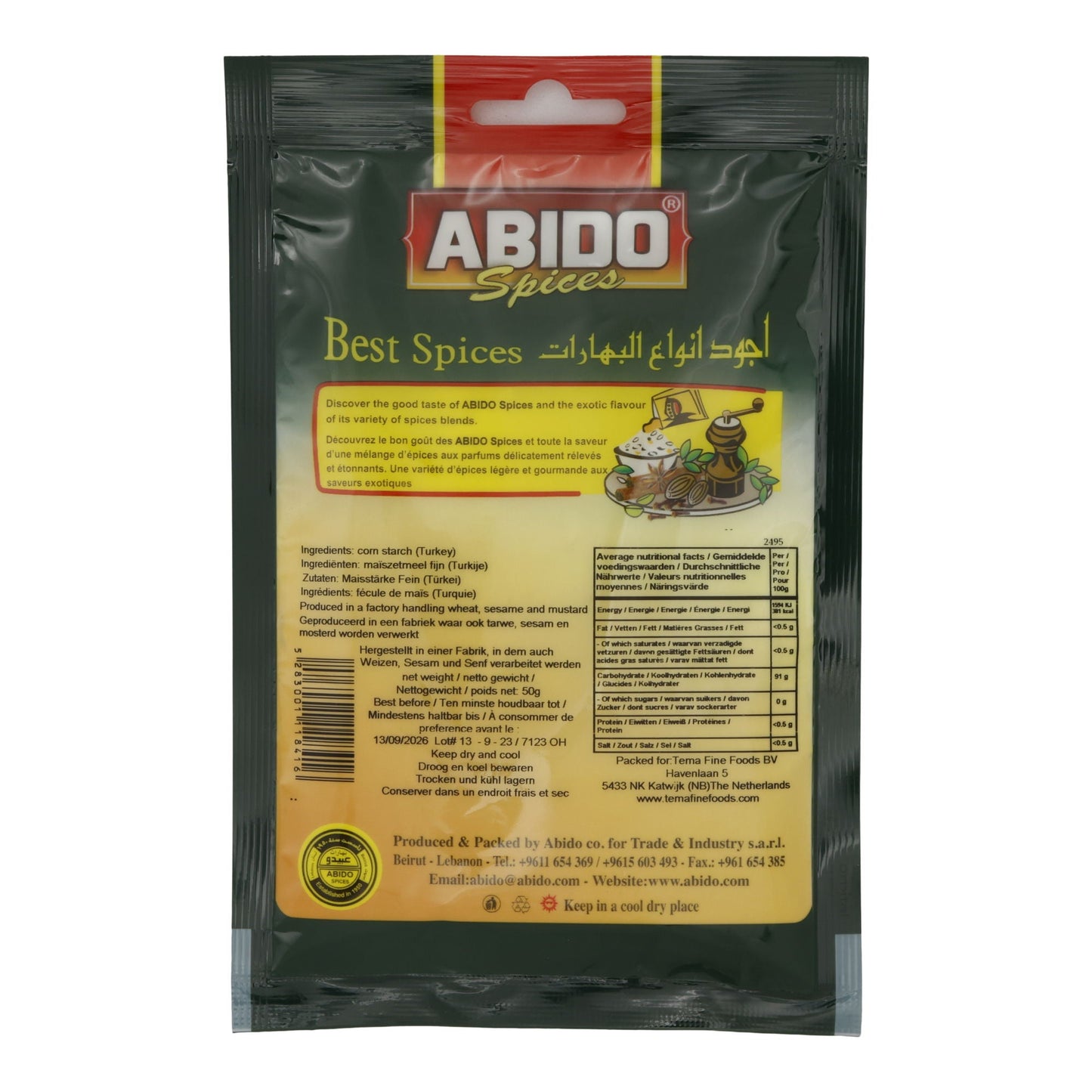 Maisstärke Abido | Fein | Vielseitiges Bindemittel für Küche & Backen | 50 g ABIDO