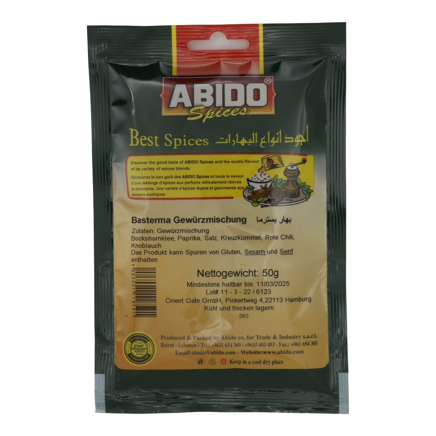 Gewürzmischung Abido | Basterma | Traditionell, für herzhafte Speisen | 50 g ABIDO