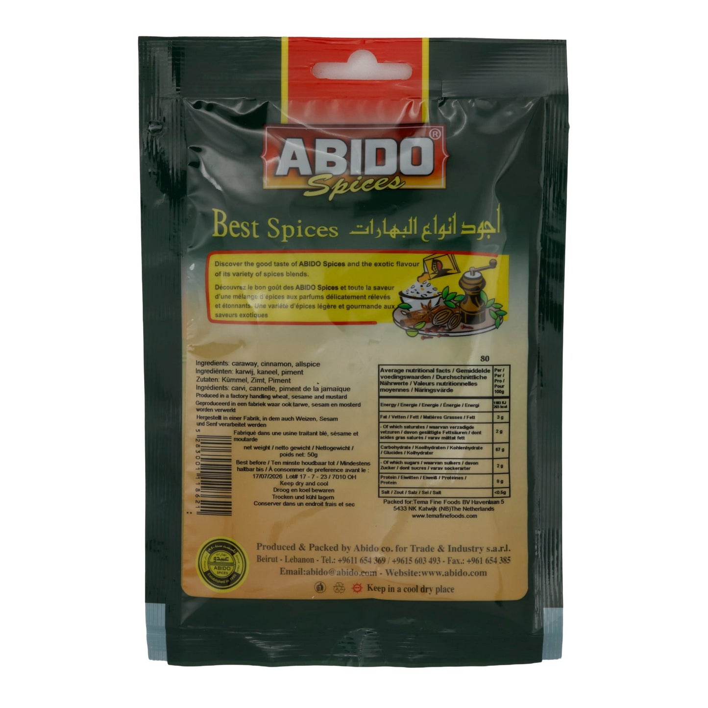 Gewürzmischung Abido | Moghrabieh | Aromatisch, für orientalische Gerichte | 50 g ABIDO