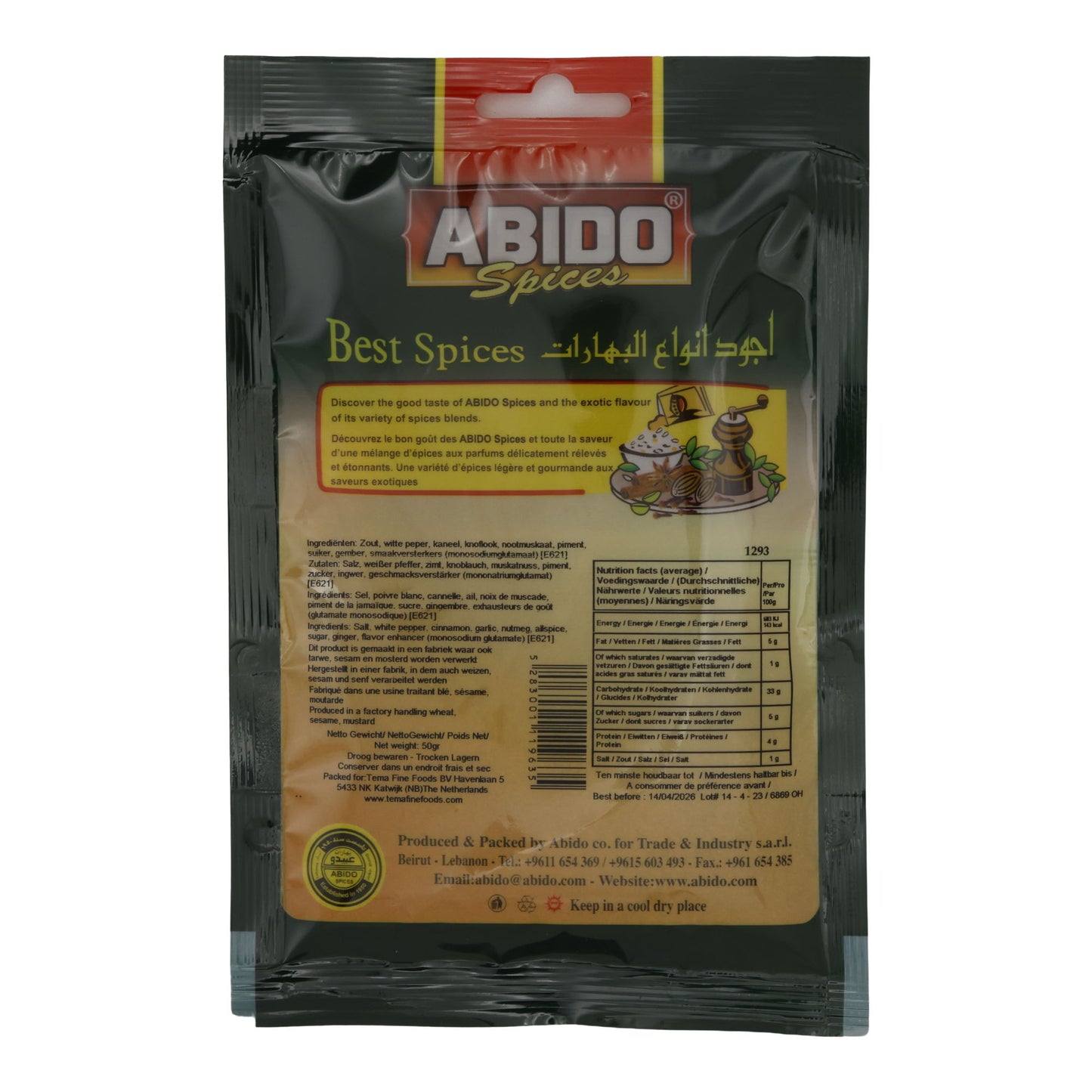 Kruidenmix Abido | Escalope Kipkruiden | Voor kipfilet | 50 g