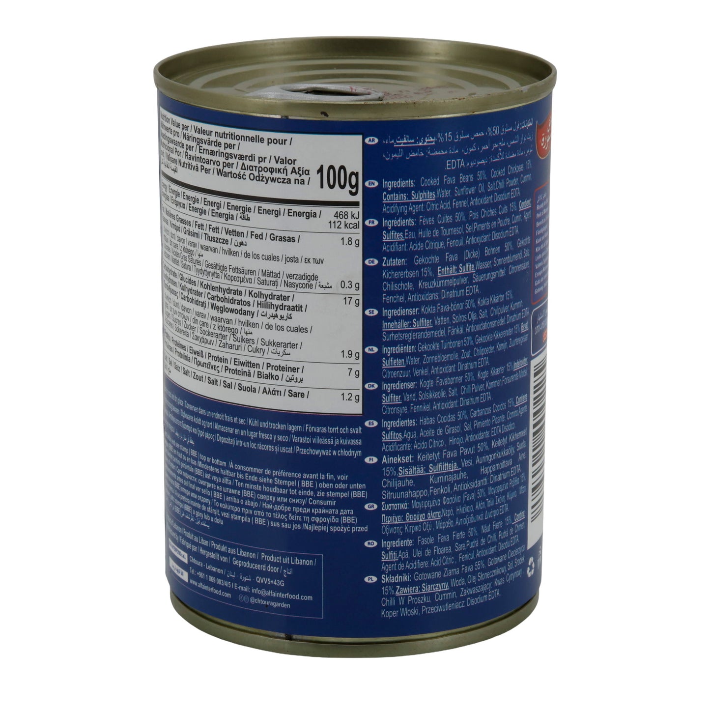Fava Fasulyesi Filistin Tarifi Chtoura Bahçesi | Dicke Bohnen | Filistin Usulü Baharatlı | 400 g Konserve