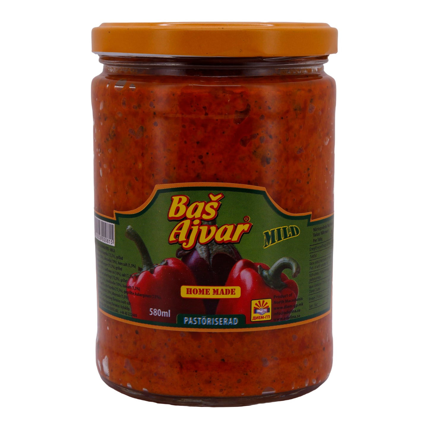 Paprikasaus Basš | Ajvar Mild | Mild gekruid, uit Noord-Macedonië | 580 g