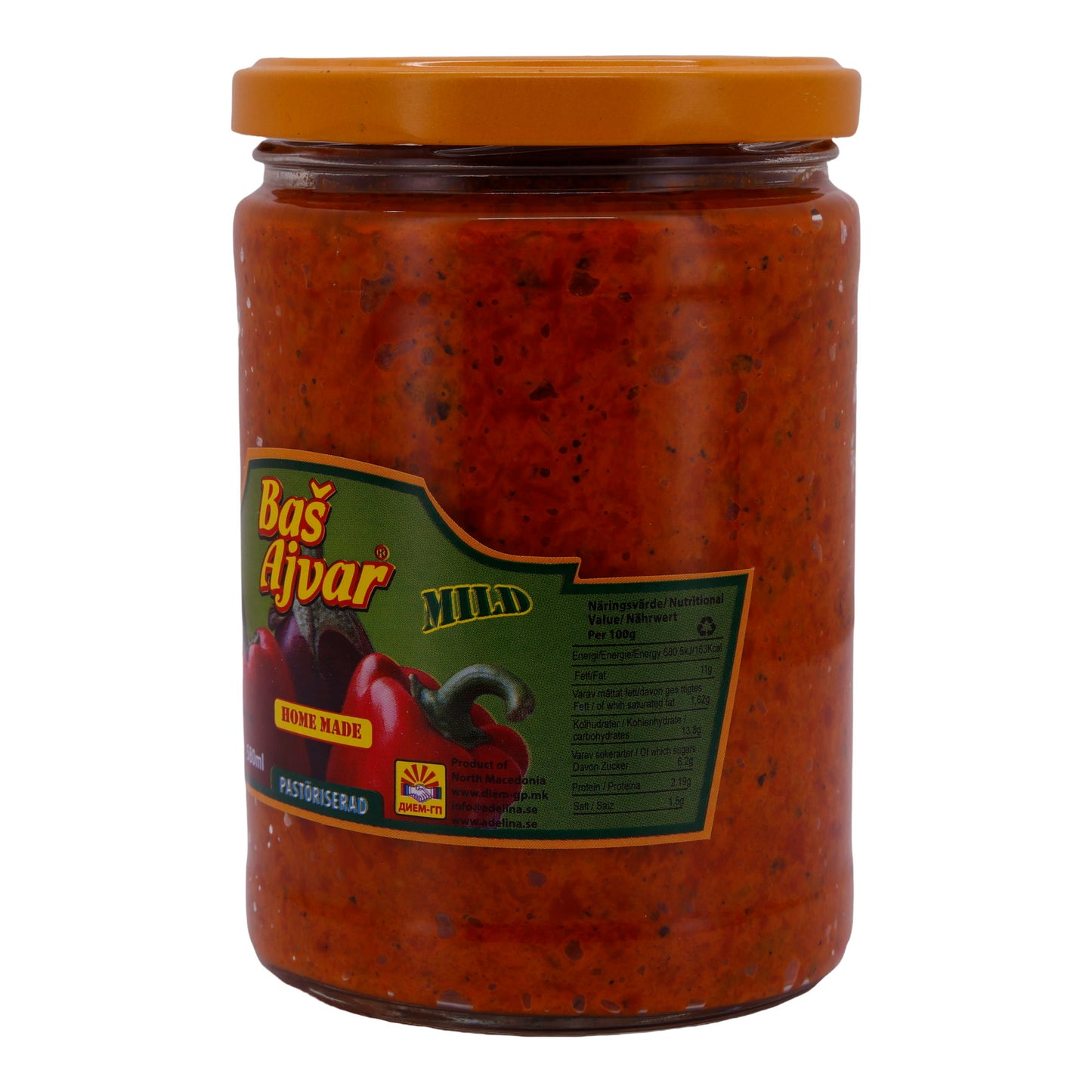 Paprikasaus Basš | Ajvar Mild | Mild gekruid, uit Noord-Macedonië | 580 g