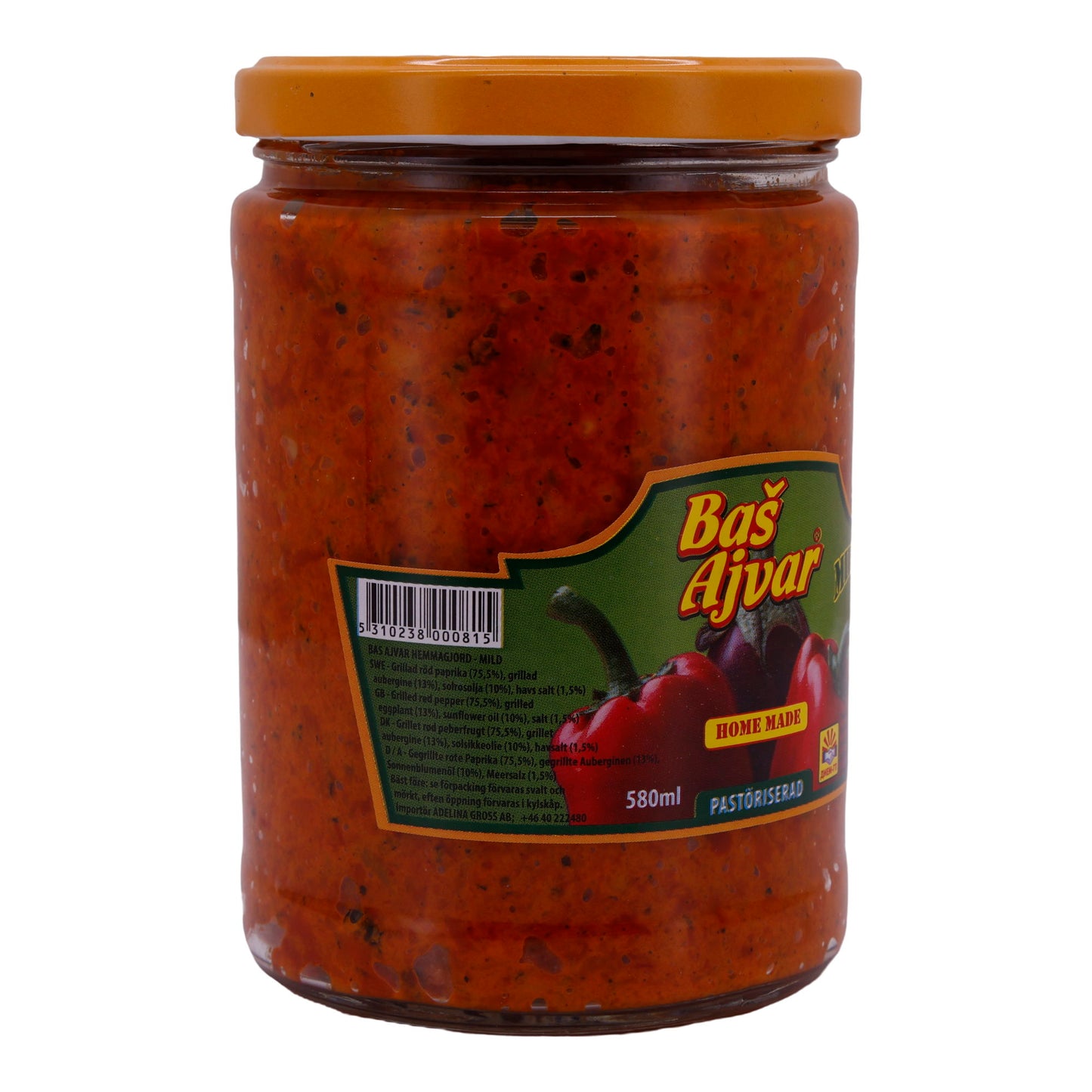 Paprikasaus Basš | Ajvar Mild | Mild gekruid, uit Noord-Macedonië | 580 g