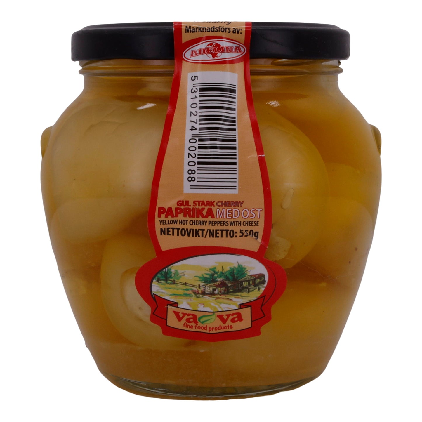 Peperone di Kirsch Va-Va | Verdura | Giallo, ripieno di formaggio | Barattolo da 550g