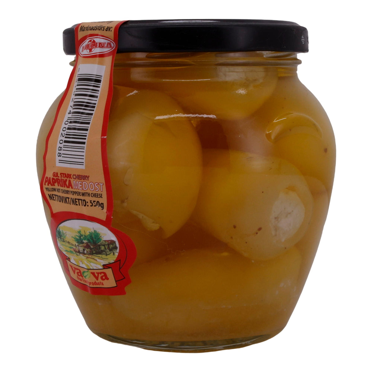 Kirschpaprika Va-Va | Gemüse | Gelb, gefüllt mit Käse | 550g Glas ADELINA