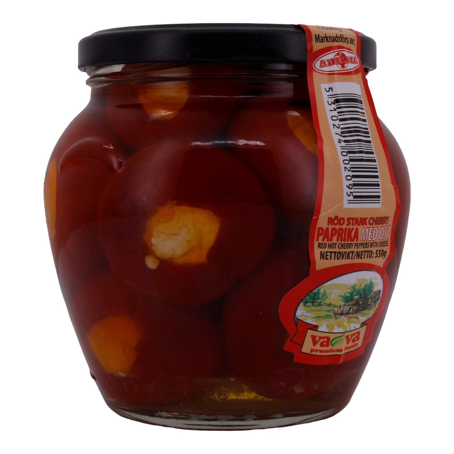 Gefüllte Kirschpaprika Va-Va Premium Foods | Gemüse | Scharf, mit Käse | 550 g ADELINA