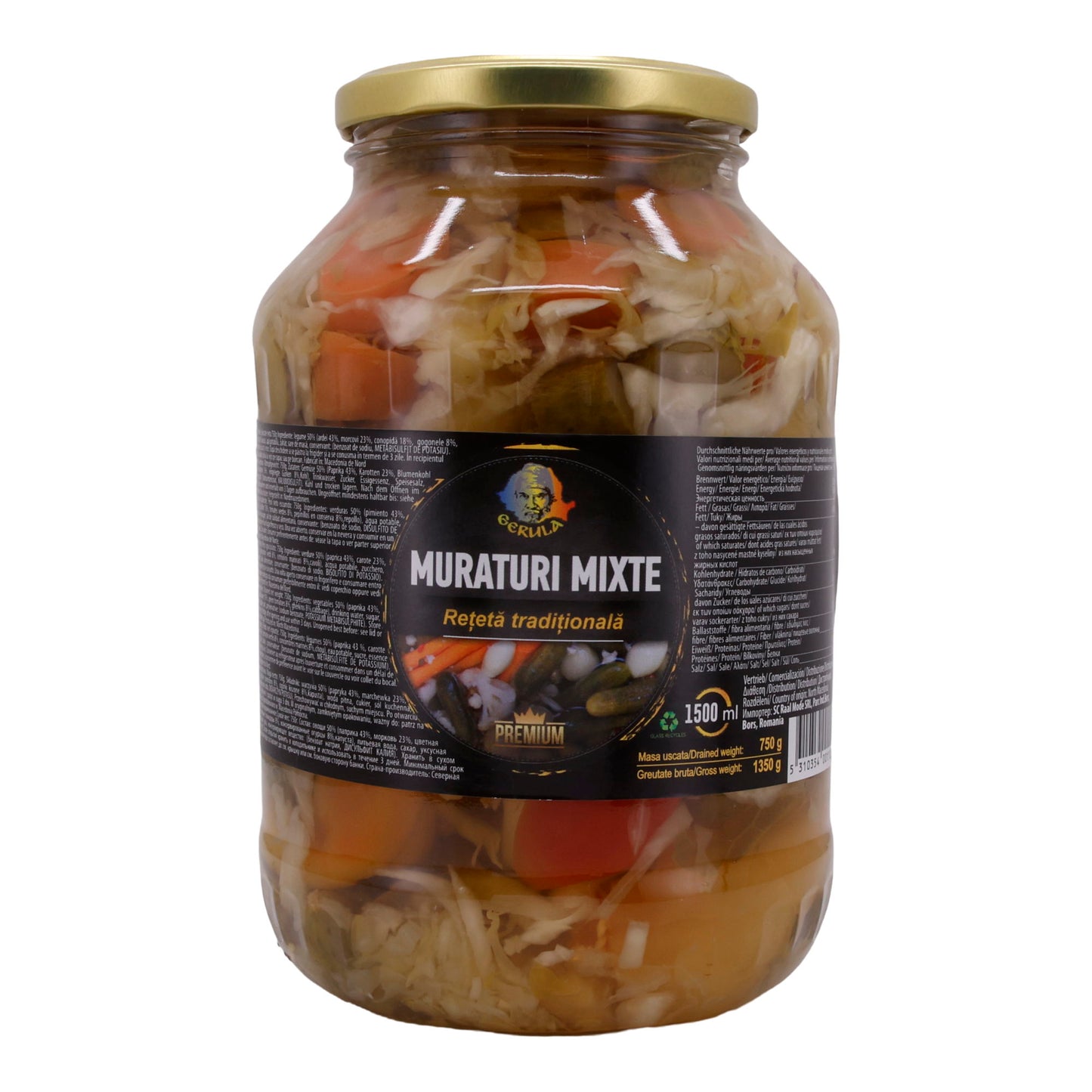 Muraturi Mixte Gerula | Traditionele Groentemix | Ingelegde groenten op Roemeense wijze | 1350 g
