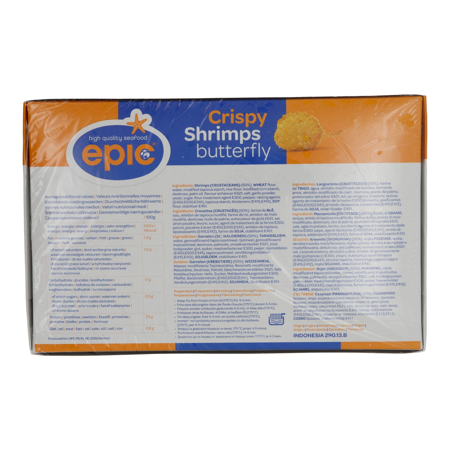 Garnelen Epic | Crispy Shrimps Butterfly | Panierte Garnelen, tiefgefroren | 1 kg