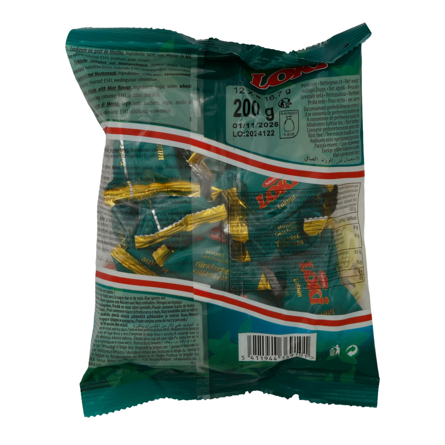 Lokum Sebahat Loki met muntsmaak | Snoep | Turkse lekkernij met muntsmaak | 200 g