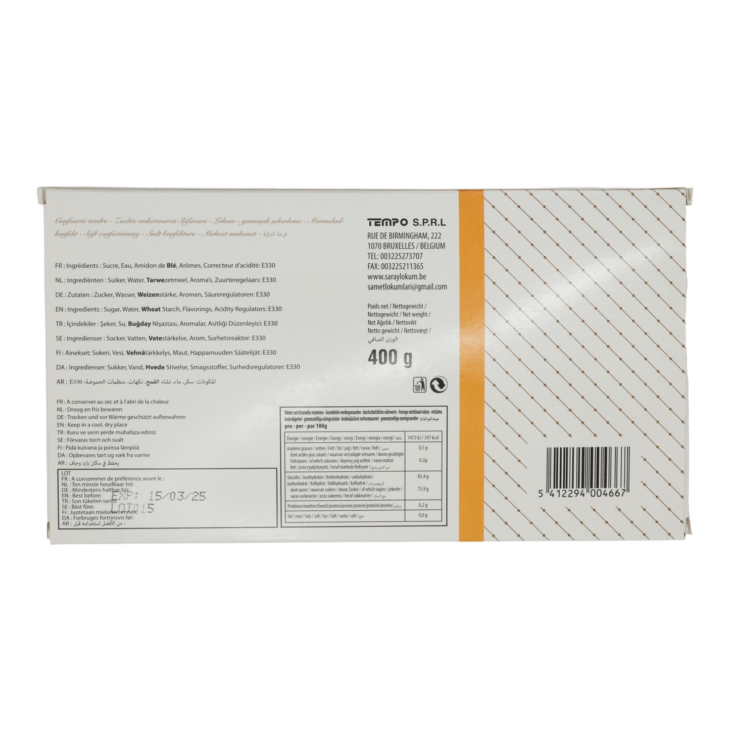Lokum Saray | Turkish Delight | With Natural Flavor | 400g