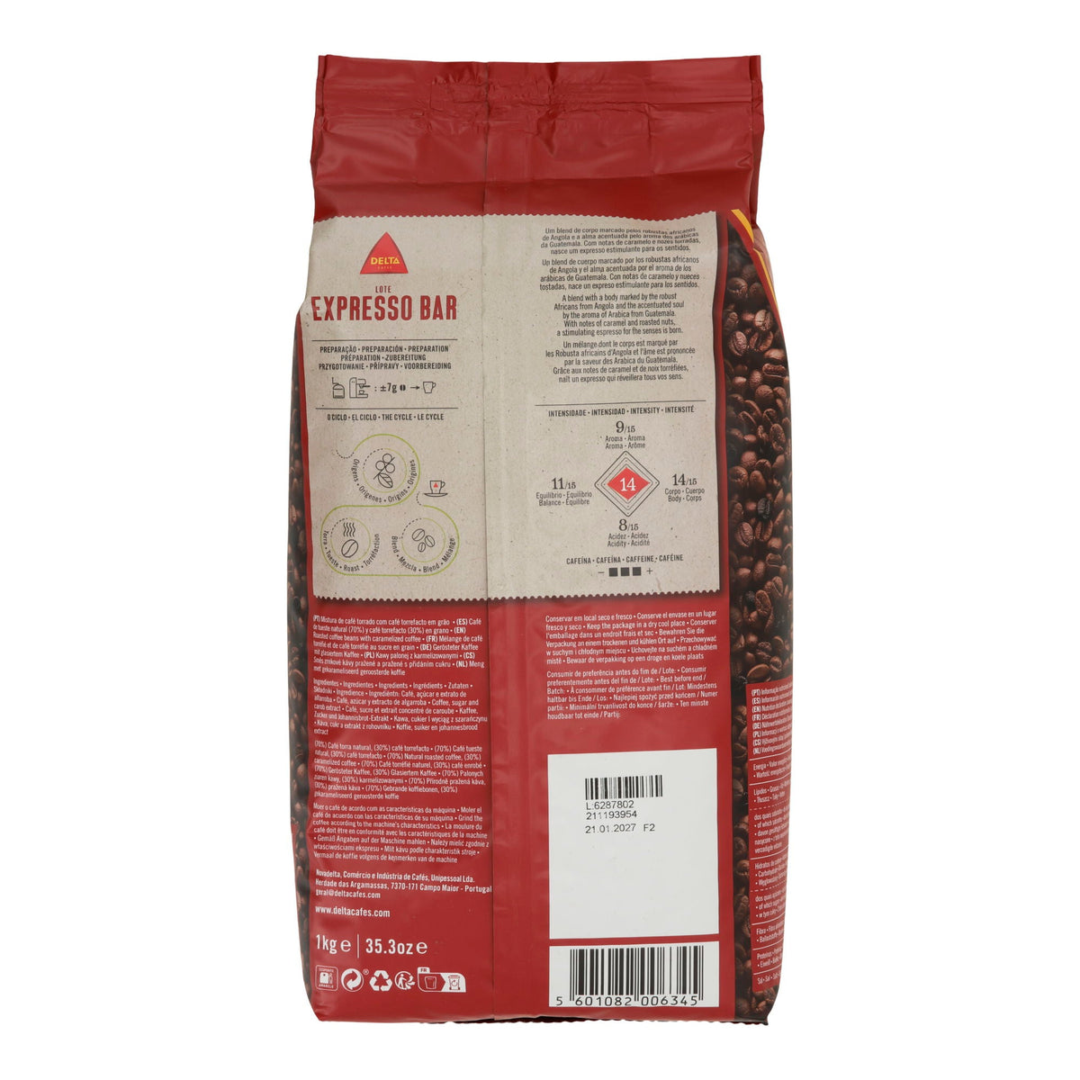 Delta Cafés Lote Expresso Bar – Ganze Bohnen (1 kg, Torrefacto-Mischung, Portugal) Taste Your World