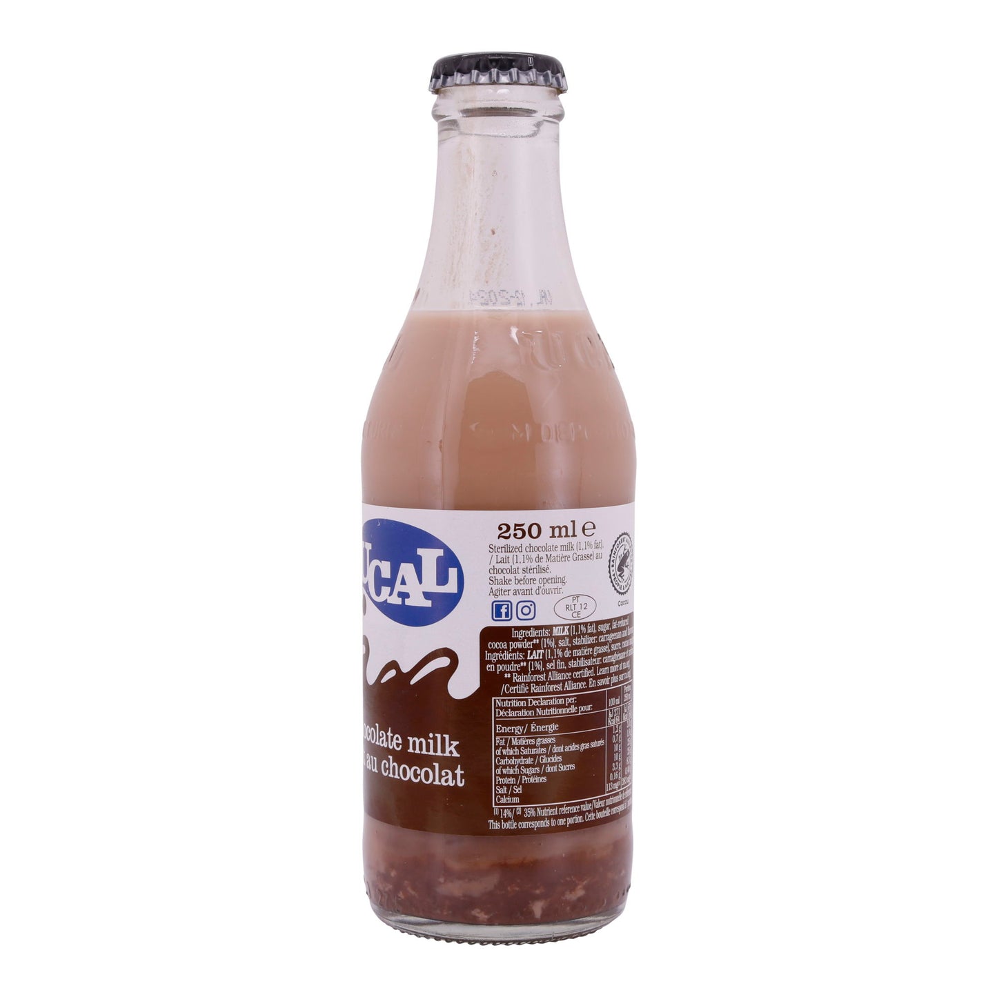 Chocolademelk UCAL | Chocolademelk | Romige chocoladegenot in glazen fles | 250 ml