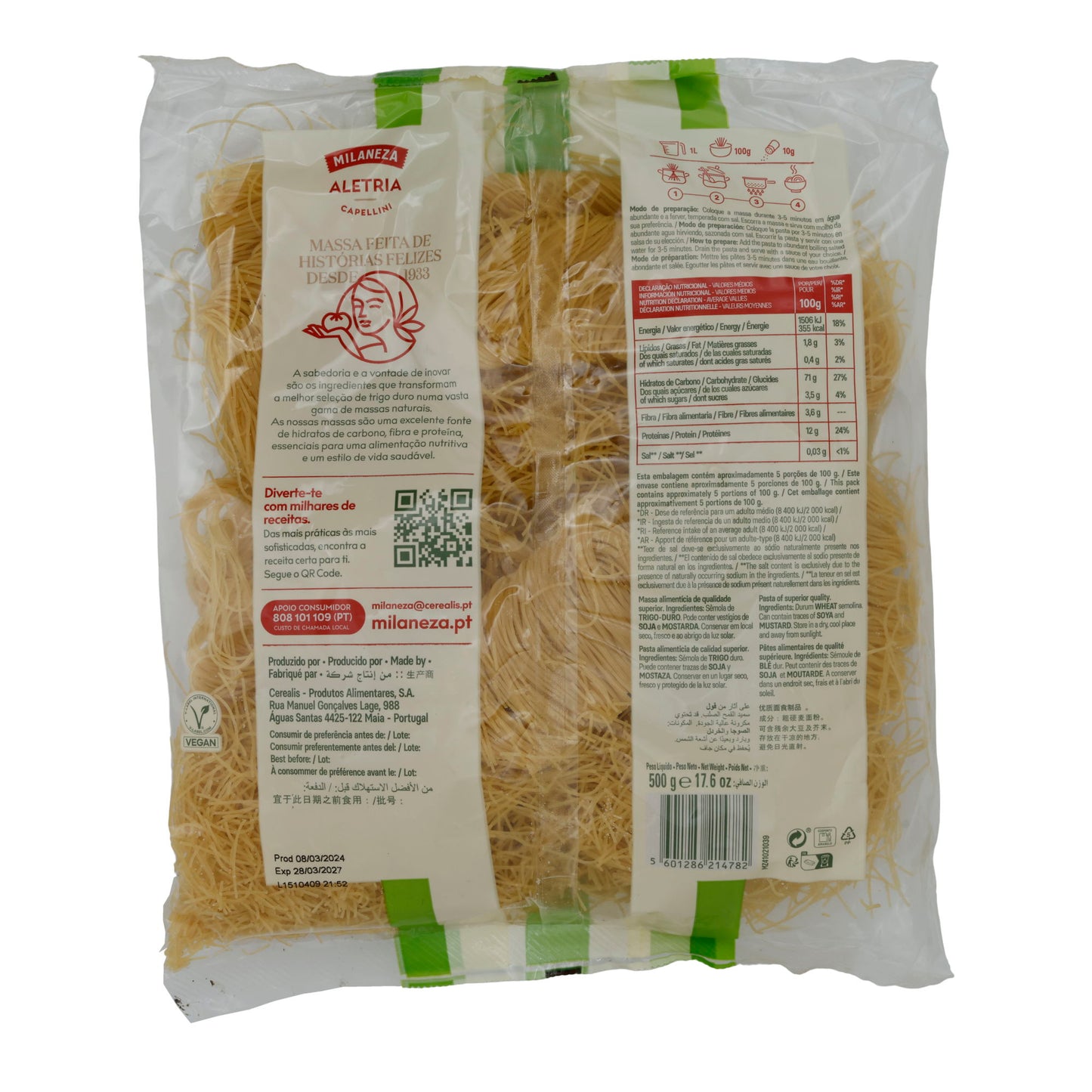 Nudeln Milanesa | Aletria Capellini | Sottili tagliatelle dal Portogallo | 500 g