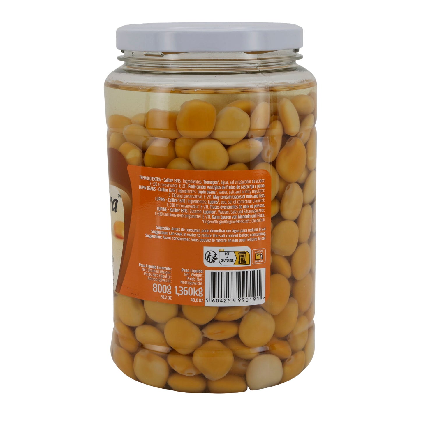 Lupinenbohnen OlivaMira | Tremoço Extra | In Salzlake eingelegt | 1360 g