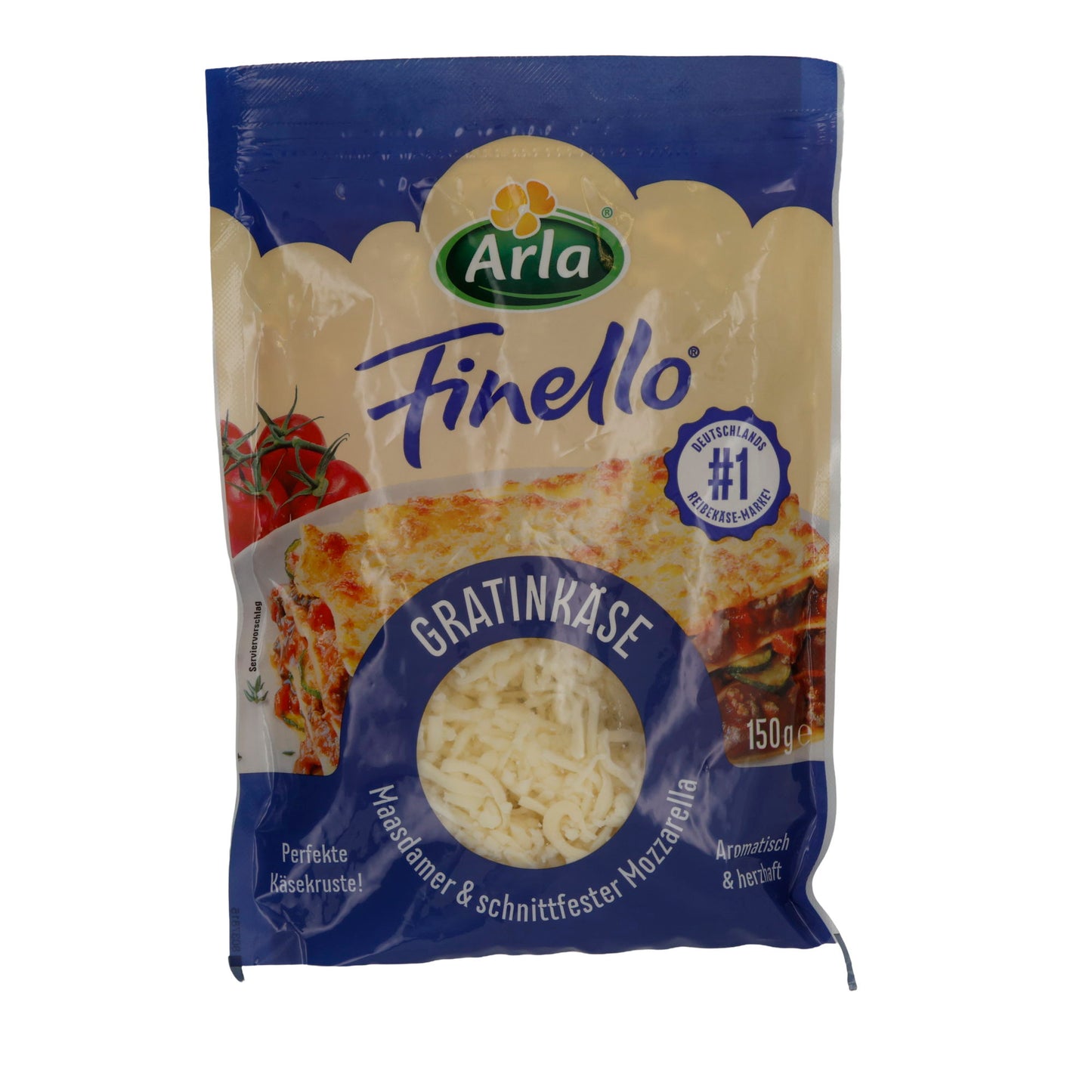 Gratinkäse Arla Finello | Käse | Perfekte Mischung aus Mozzarella und Maasdamer | 150 g
