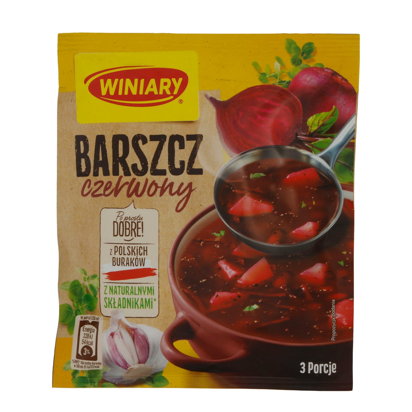 Suppe Winiary | Barszcz Czerwony | Für 3 Portionen, rote Bete, Polen | 49 g