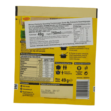 Sourdough Dry Soup Winiary Żurek | Soup | Traditional Polish Sourdough Soup for 3 Servings | 49 g