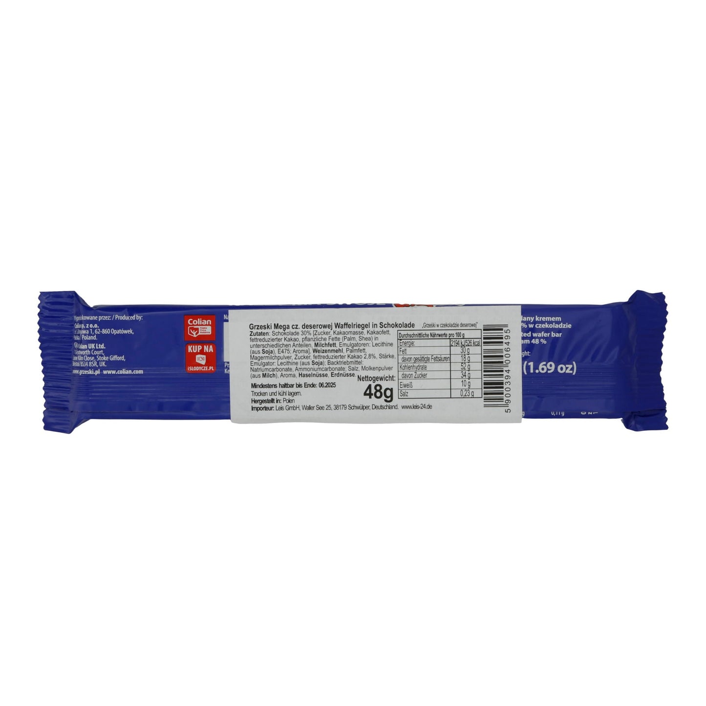 Mega Waffelriegel Grześki | Snack | Mit Schokoladenüberzug und Cremefüllung | 48 g MEGA GRZESKI
