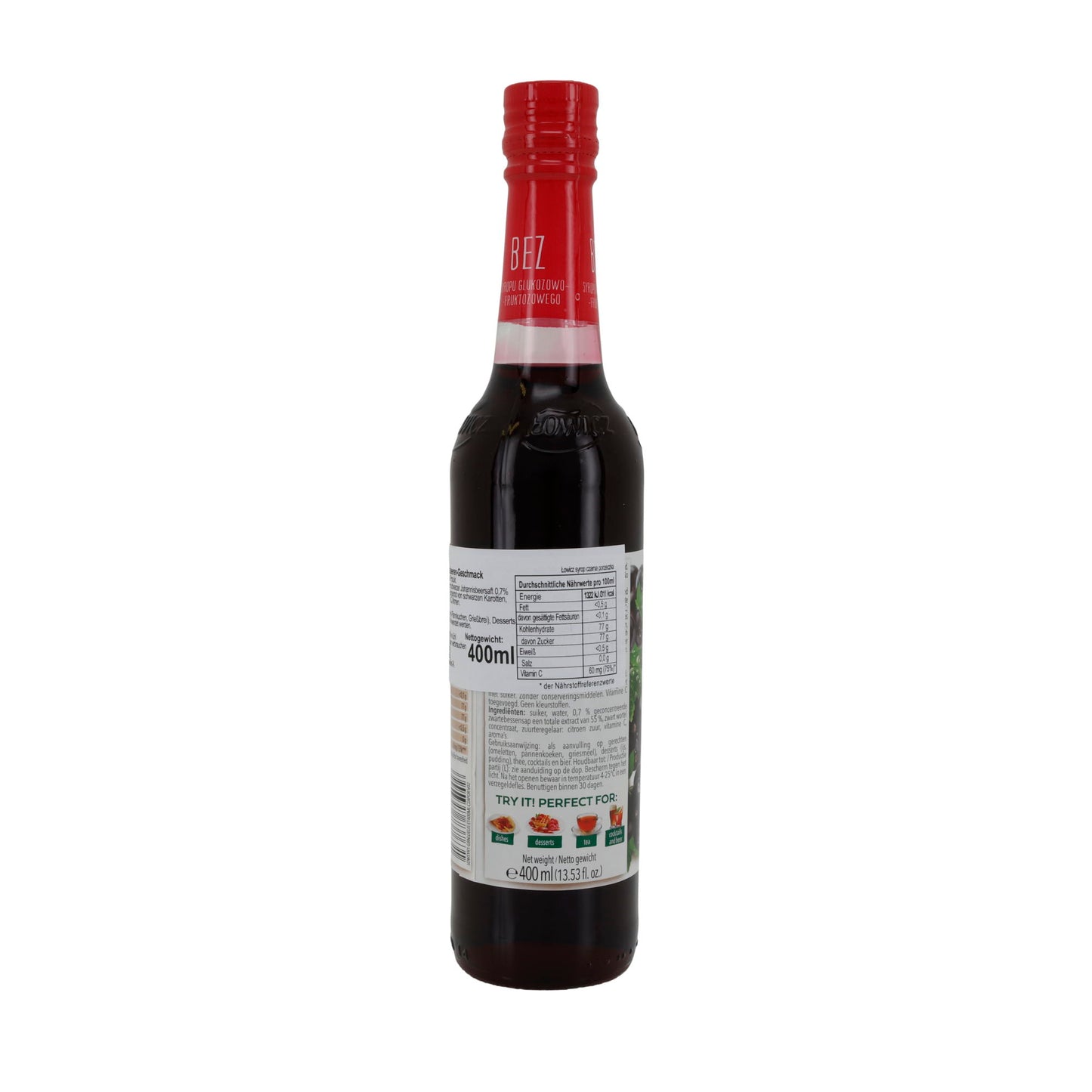 Łowicz | Schwarzer Johannisbeer-Sirup | Ohne Glukose-Fruktose-Sirup | 400 ml