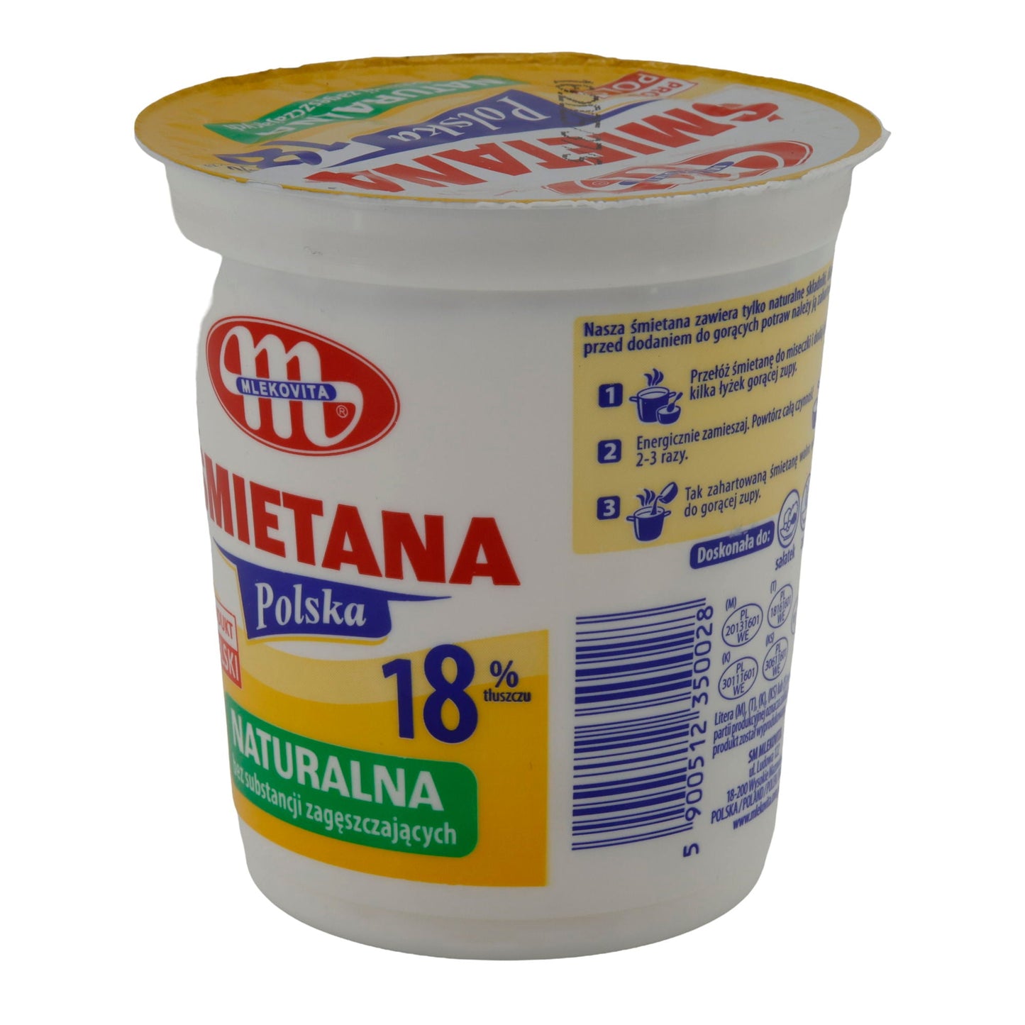 Sauerrahm Mlekovita Śmietana Polska | Polnische Sauerrahm-Spezialität | 18 % Fett | 400 g MLEKOVITA