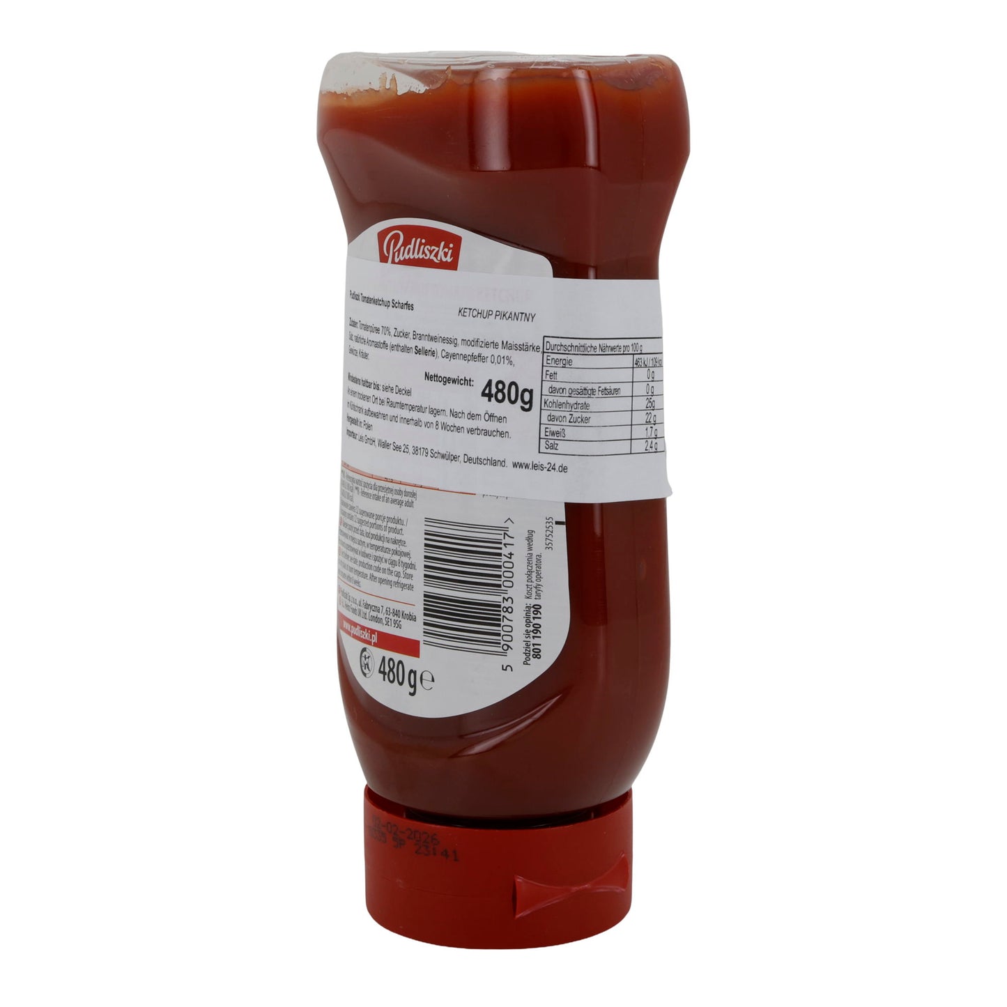 Pudliszki Ketchup Pikantny | Scharfer Tomatenketchup mit Cayennepfeffer | 480 g