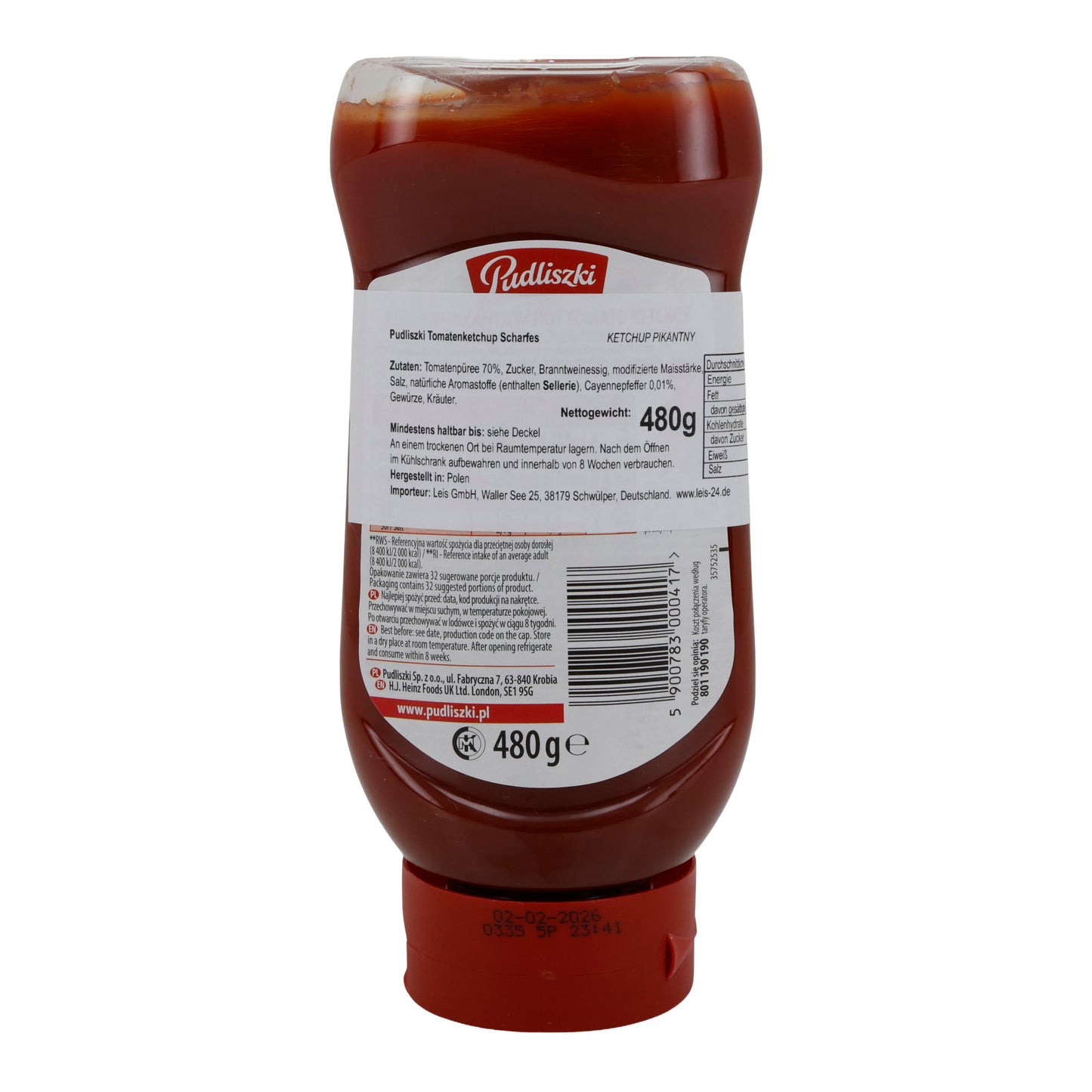 Pudliszki Ketchup Pikantny | Scharfer Tomatenketchup mit Cayennepfeffer | 480 g