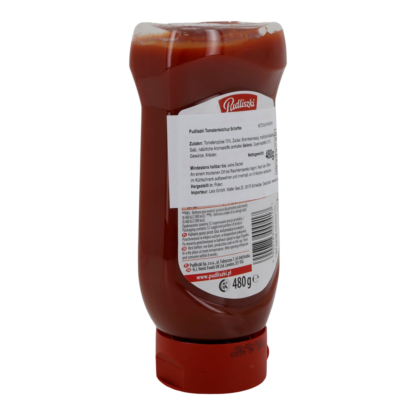Pudliszki Ketchup Pikantny | Scharfer Tomatenketchup mit Cayennepfeffer | 480 g