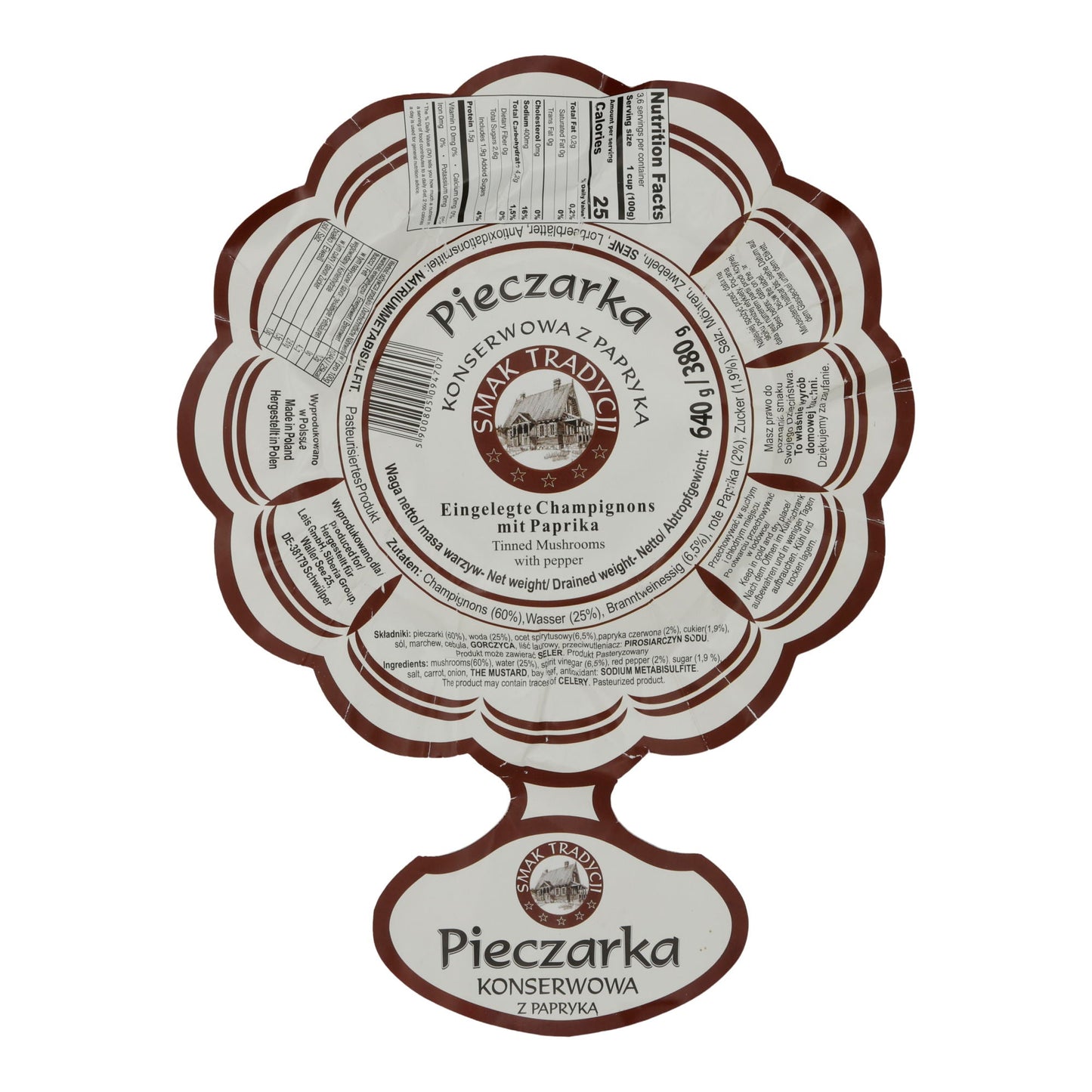 Champignons Pieczarka Konserwowa | mit Paprika | eingelegt | 680 g SMAK TRADYCJI