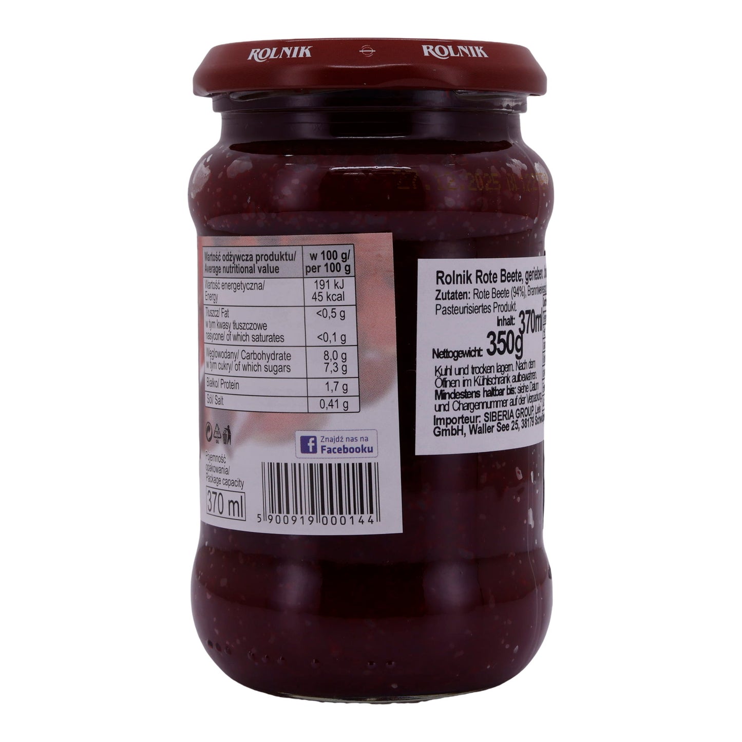 Geraspte bieten Rolnik | Gemüse | Met zuurkool | 370 ml glas (Heerlijke rode bieten)