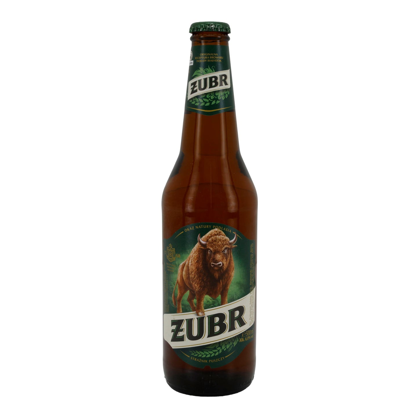 Lagerbier Żubr | Pools bier | met bizon-motief | 500 ml fles