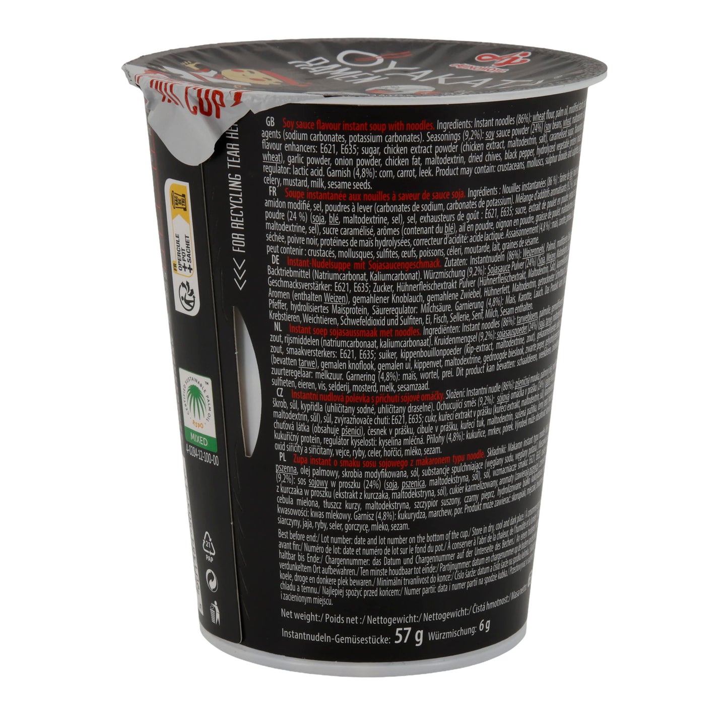 Ramen Salsa di Soia OYAKATA | Ramen Istantaneo | Gusto Salsa di Soia | Bicchiere da 63 g